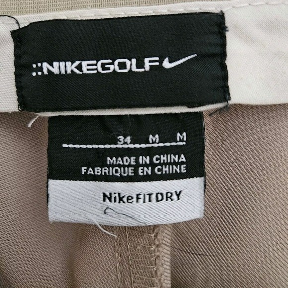 Nike Golf Shorts Men's 34 Khaki Color Moisture Wicking Causal Pleated Front LN - Picture 6 of 8